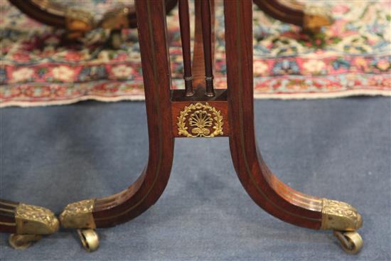 A pair of Regency brass inset rosewood card tables, W.2ft 11in. D.1ft 5.5in. H.2ft 5in.